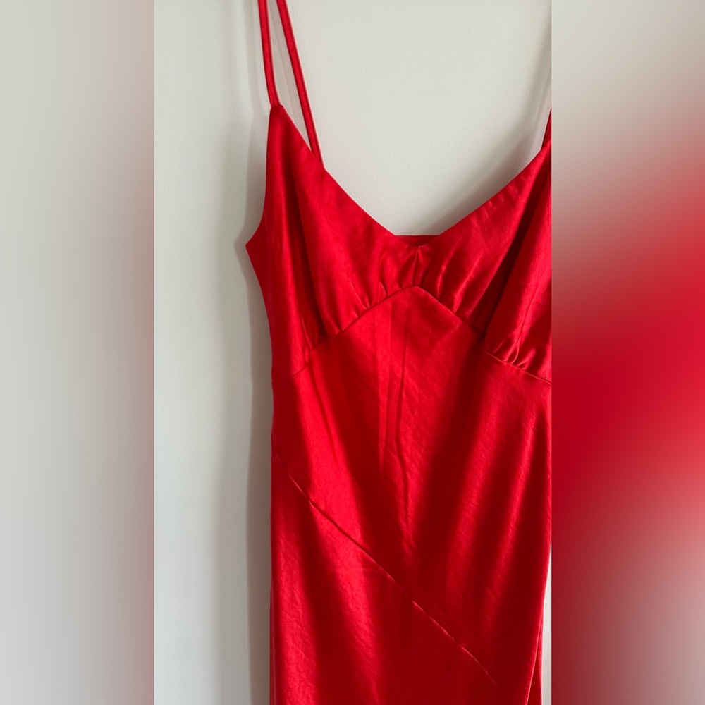 NWT Oak & Fort Red Satin Bias Cut Midi Dress XS - Picture 7 of 16